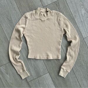 TNA Cream Waffle Knit Turtleneck